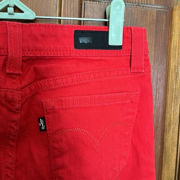 Levi's | Demi Curve Low Rise Skinny Red Jeans with Raw Hems Size 5/27 - Picture 5 of 12